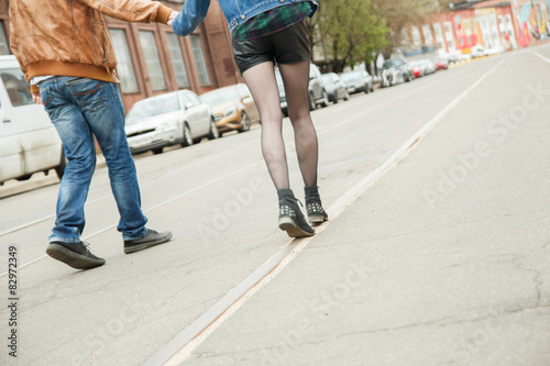 Couple walking on the street 