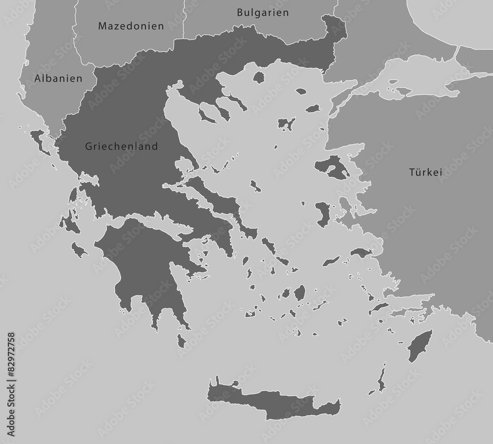 Fototapeta Grecja - mapa w kolorze szarym