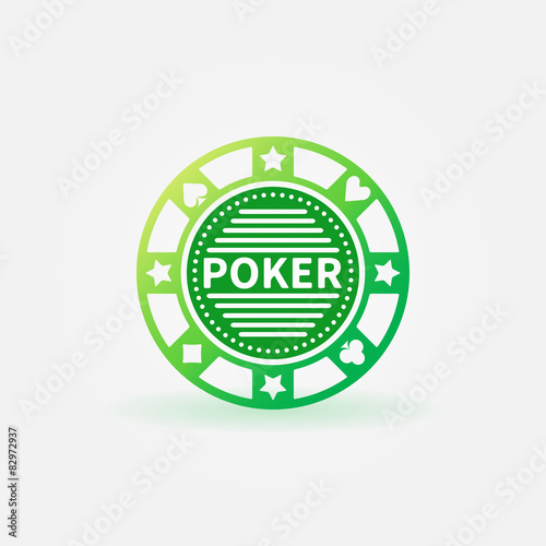 Poker chip green vector icon