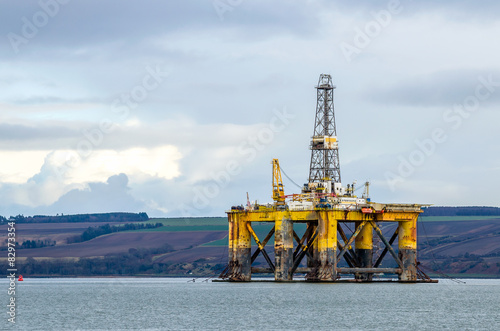 Oil Rig Anchored off the Coast of Scotland