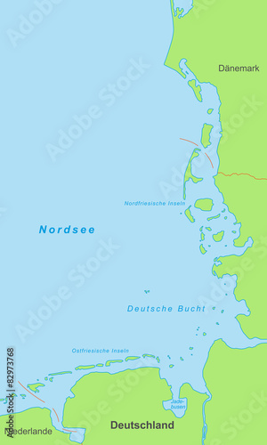 Nordseeküste in grün (beschriftet)