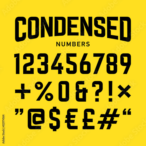 Condensed numbers, industrial bold style font