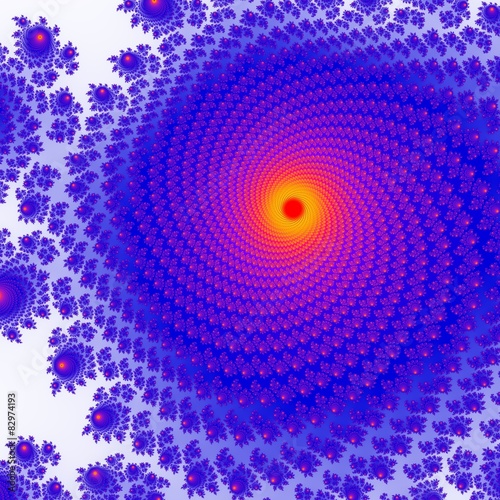 Isolated blue red orange fractal graphics
