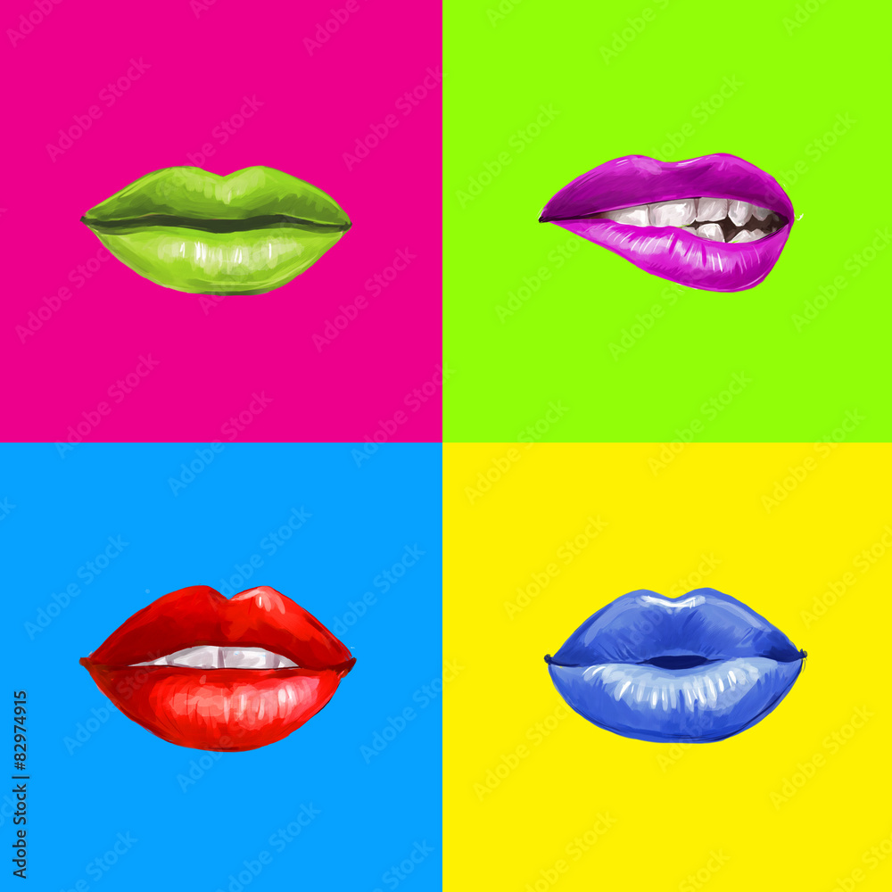 Pop art lips.Lips background. Pop art lips.Lips background.