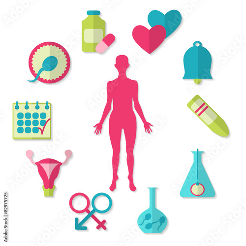 Vector set of fertility icons isolated on white background