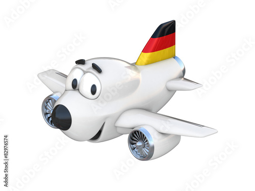 Cartoon airplane with a smiling face - German flag