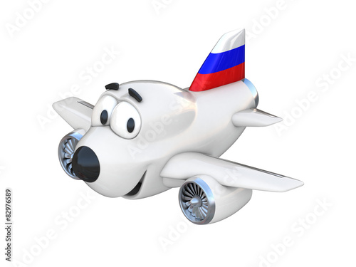 Cartoon airplane with a smiling face - Russian flag