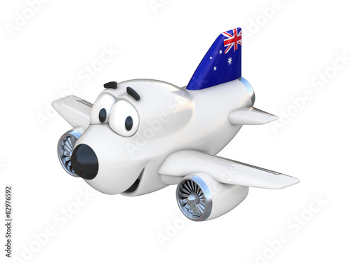 Cartoon airplane with a smiling face - Australian flag