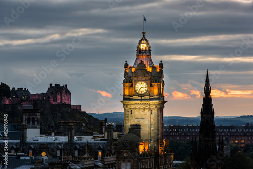 Edinburgh castle and Cityscape at night, Scotland UK