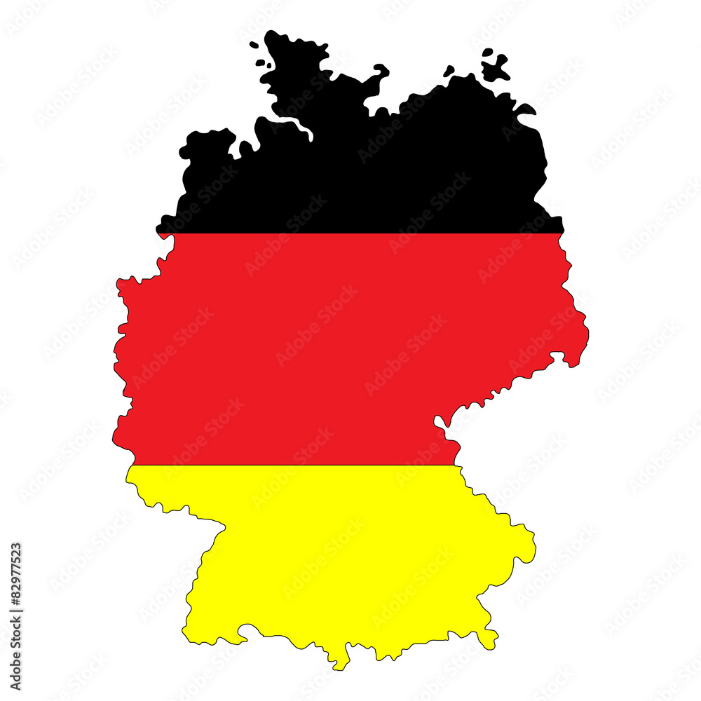 Map of Germany painted in the colors of the national flag Map of Germany painted in the colors of the national flag