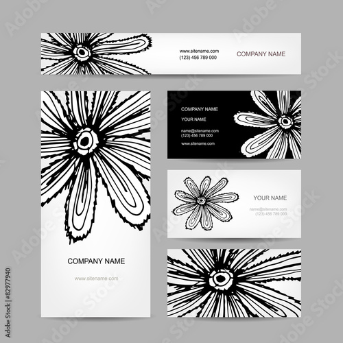 Business cards collection, abstract floral design