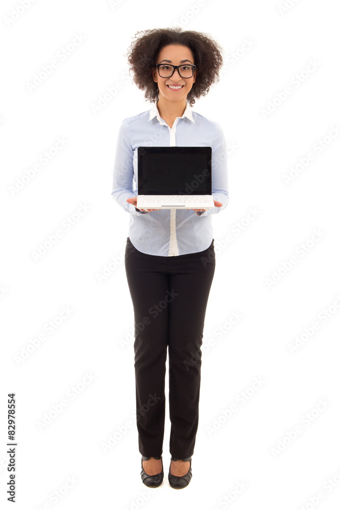 young beautiful african american business woman holding laptop w young beautiful african american business woman holding laptop w
