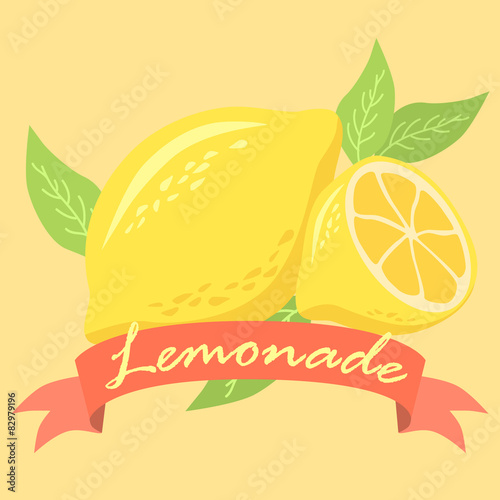 Lemonade Fruit Design Poster with Red Banner