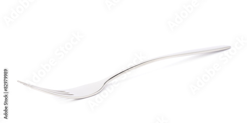 Stainless steel glossy metal fork isolated