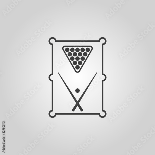 The billiard table icon. Game symbol. Flat