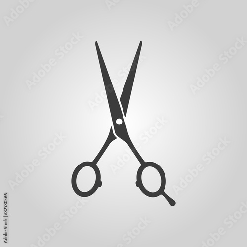 The hairdressing scissors icon. Barbershop symbol. Flat
