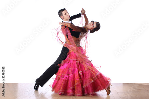 Latino dancers in ballroom isolated on white background