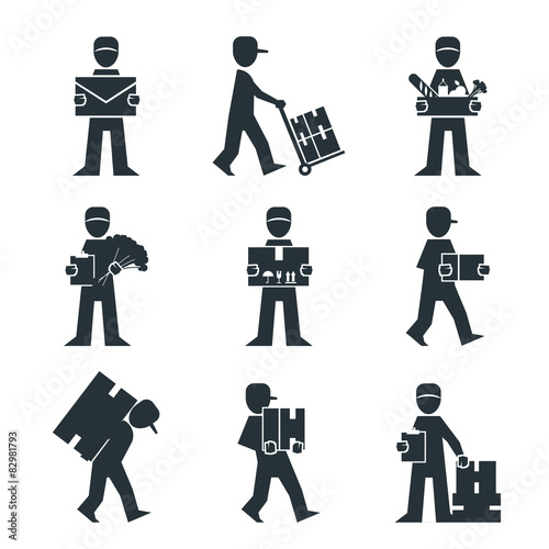 Delivery Person Freight Logistic Business Industry Icons 