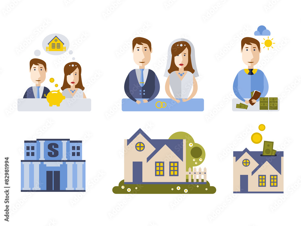 Elements of info-graphic showing process getting loan Elements of info-graphic showing process getting loan