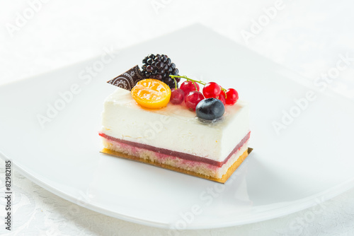 Sweet food dessert, cake on plate, white background
