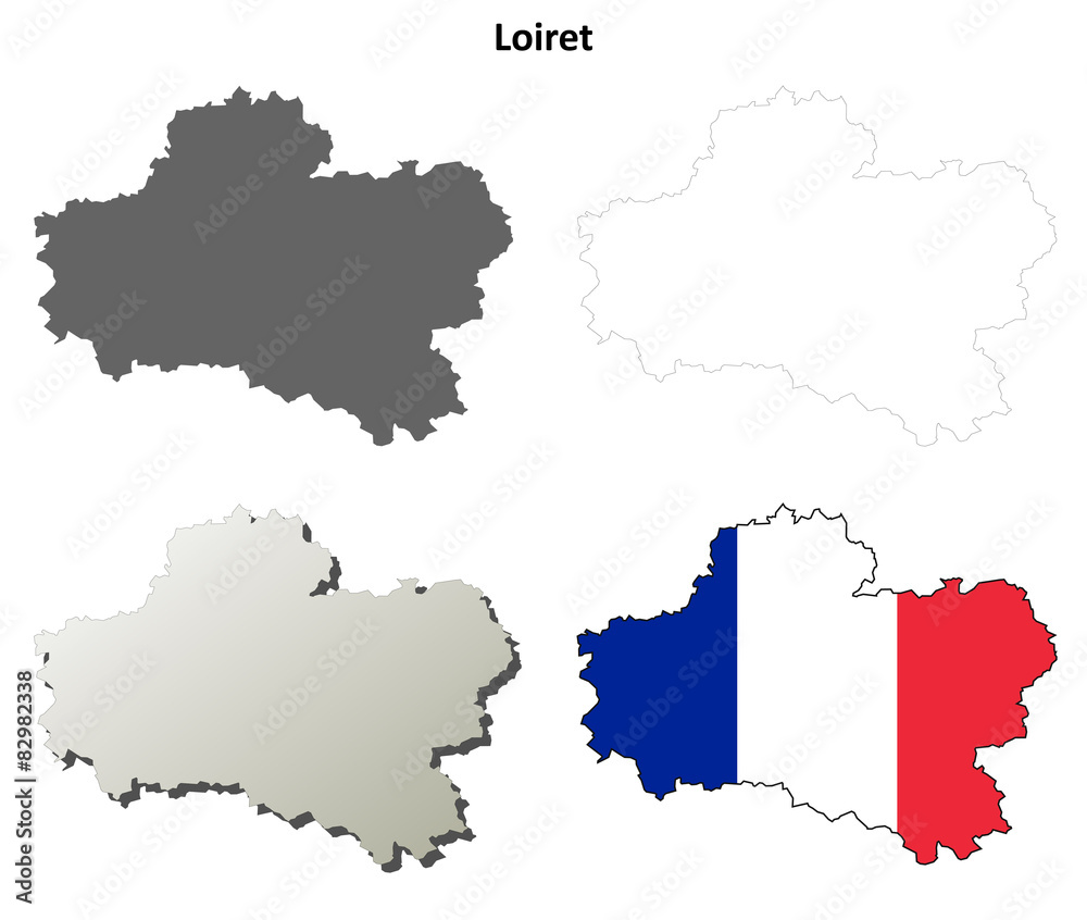 Fototapeta premium Loiret (Centre) outline map set