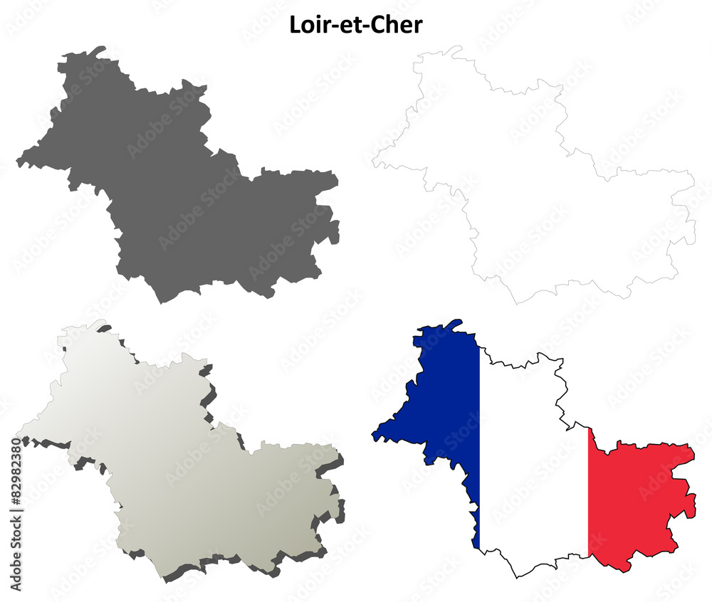 Obraz premium Loir-et-Cher (Centre) outline map set