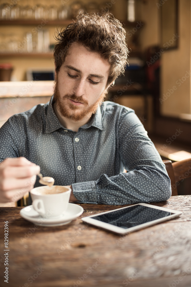 Coffee break with cappuccino