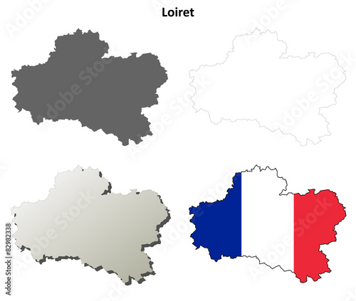 Loiret (Centre) outline map set