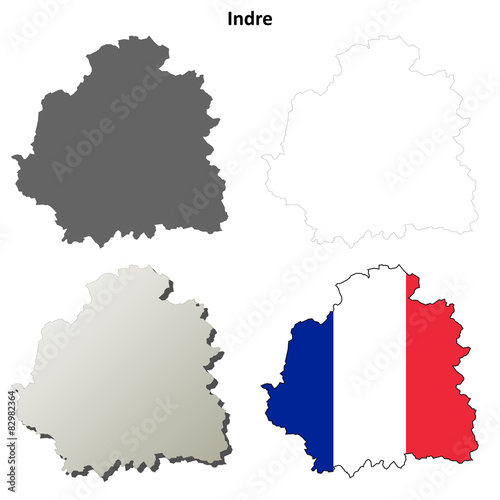 Indre (Centre) outline map set