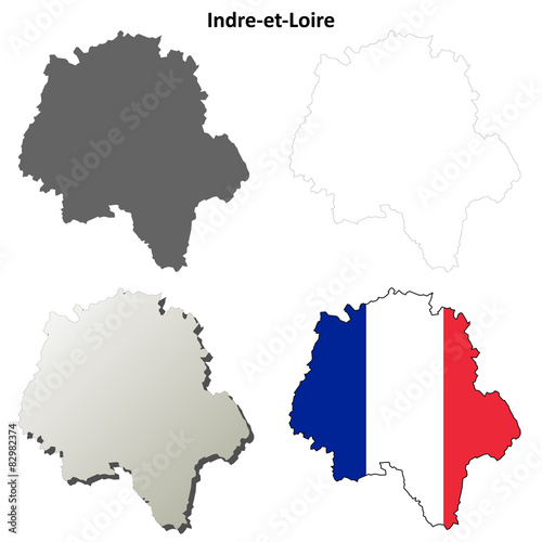 Indre-et-Loire (Centre) outline map set