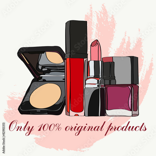 set of cosmetics