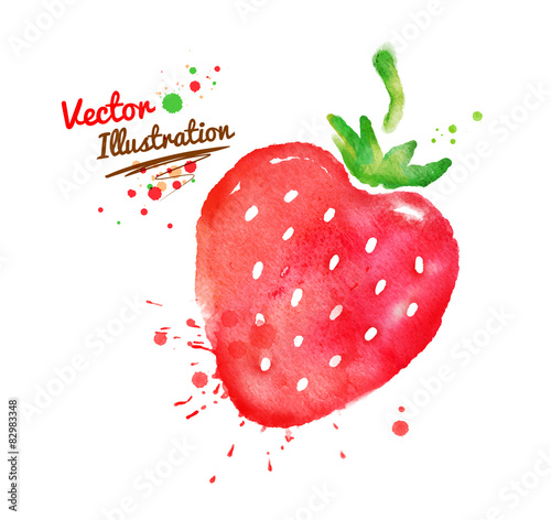 Watercolor strawberry.