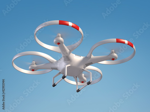 Flying drone in the sky 3d illustration