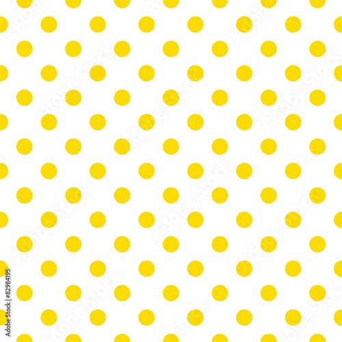 Tile vector pattern with yellow polka dots on white background