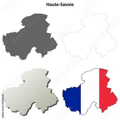 Haute-Savoie (Rhone-Alpes) outline map set