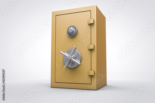 3D Gold safe box render