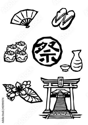 祭切絵2モノクロ