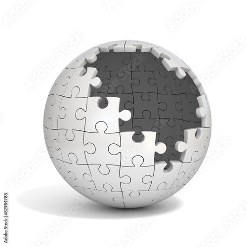 spherical puzzle with missing pieces