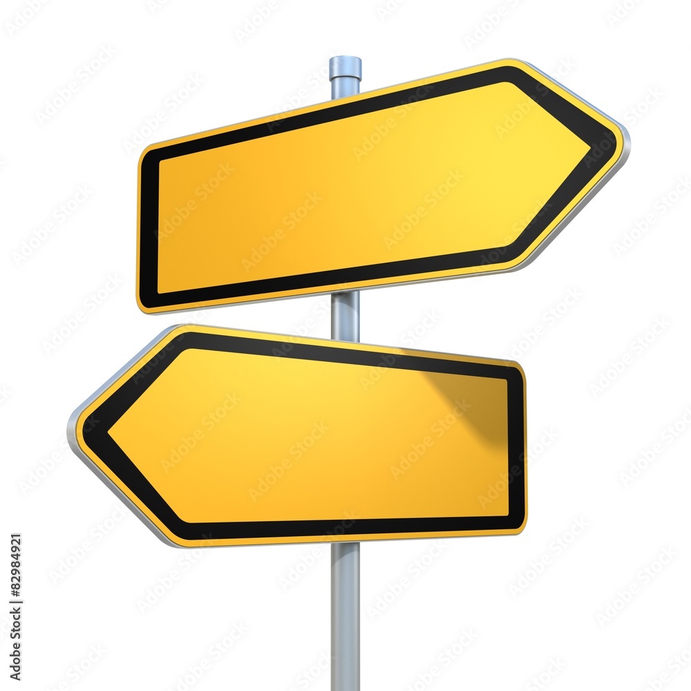 two blank road signs pointing in the different directions two blank road signs pointing in the different directions