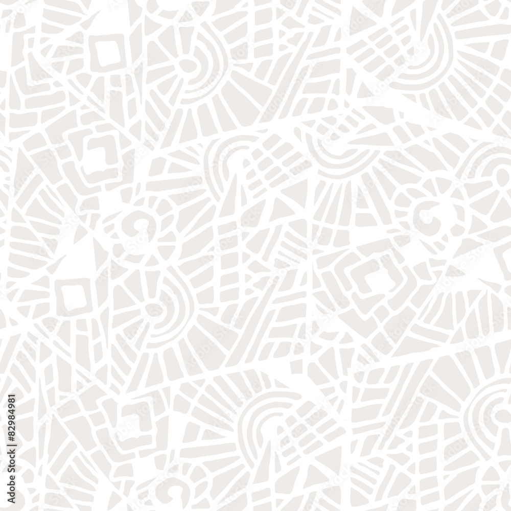 Seamless abstract mosaic white and gray pattern
