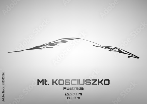 Outline vector illustration of steel Mt. Kosciuszko