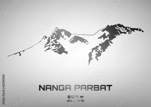 Outline vector illustration of steel Mt. Nanga Parbat