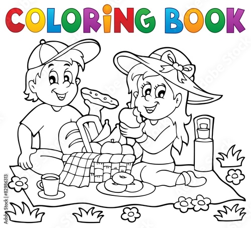Coloring book picnic theme 1