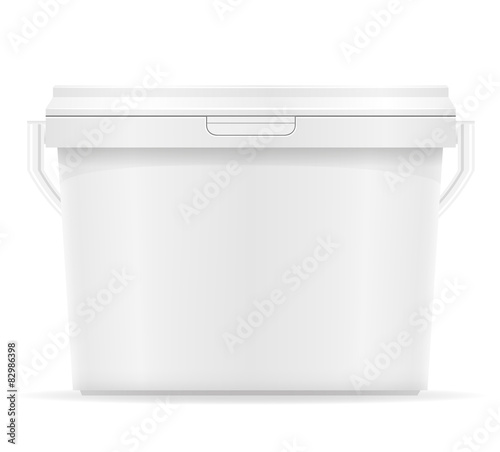 white plastic bucket for paint vector illustration