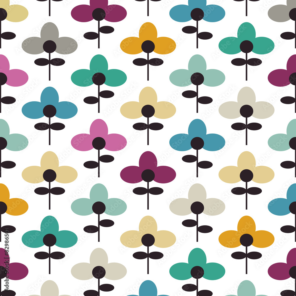 Blumen im Retro-Stil