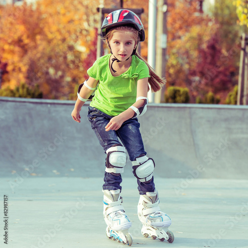 Little girl on roller skates 