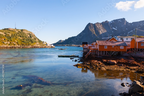 Scenic town of Reine  village  Lofoten islands  Norway