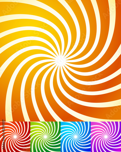 Colorful swirling shapes abstract background set. Vector.