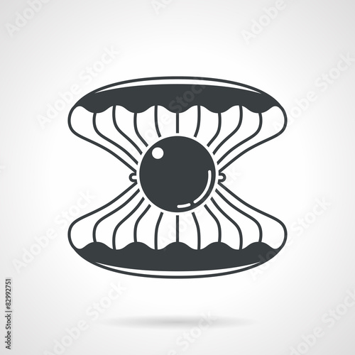 Scallop with gem black vector icon