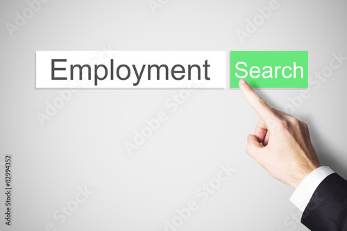 finger pushing browser search button employment
